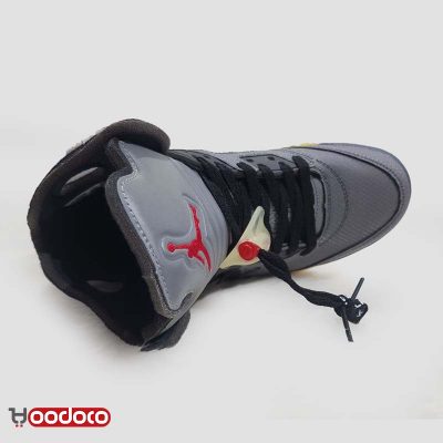 کتانی نایک ایر جردن ۵ آف وایت طوسی تیره Nike air jordan 5 off-white dark grey