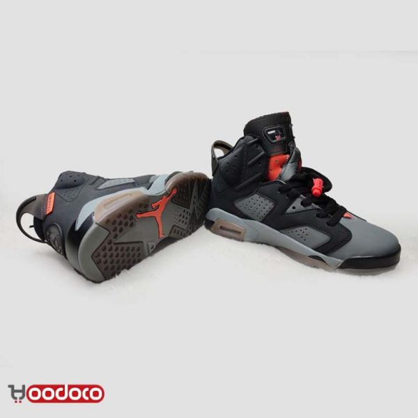 نایک ایر جردن ۶ پاریس سنت ژرمن مشکی طوسی Nike air jordan 6 PSG paris saint Germain black grey - Image 4