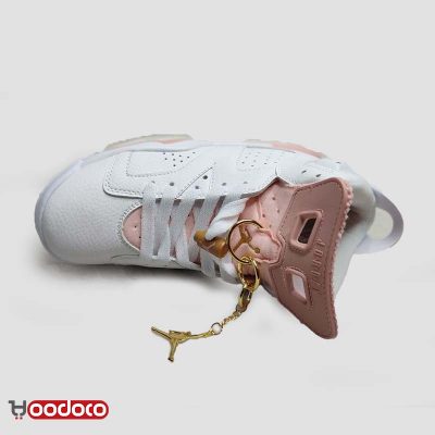 کتانی نایک ایر جردن ۶ گلد هوپس سفید صورتی Nike air jordan 6 gold hoops white and pink