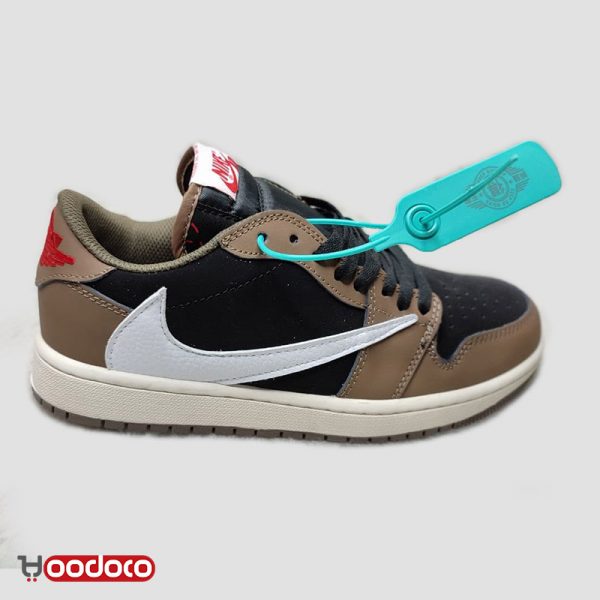 کتانی نایک ایرجردن ۱ بدون ساق تراویس اسکات قهوه ای Nike air jordan 1 low travis Scott cactus Jack brown