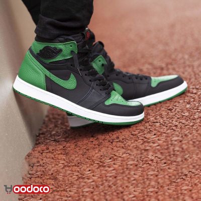 کتانی نایک ایر جردن ۱ سبز مشکی Nike air jordan 1 high green and black