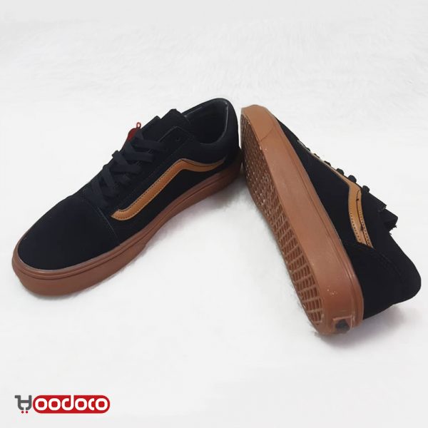 ونس اولد اسکول مشکی قهوه ای چرمی جیر Vans old skool leather