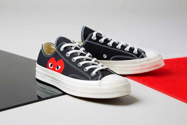 کانورس آل استار بدون ساق پلی قلبی مشکی Converse All Star Black Heart