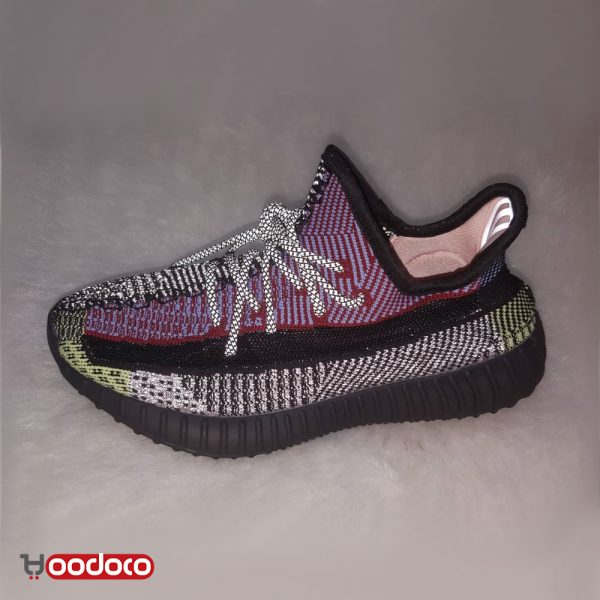 کفش آدیداس یزی بوست 350 تمام شب نما مشکی زرشکی Adidas yeezy boost 350 black black light