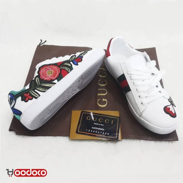 کفش گوچی گلدار سفید Gucci flowers white