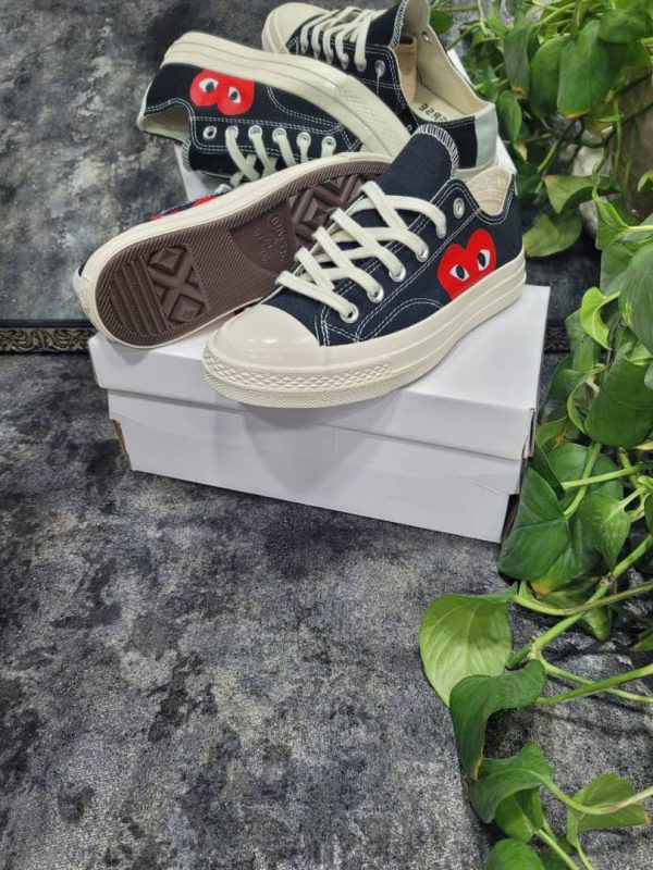 کانورس آل استار بدون ساق پلی قلبی مشکی Converse All Star Black Heart - Image 3