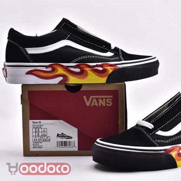 کفش ونس اولد اسکول زیره آتشی مشکی vans Old Skool fire soles black