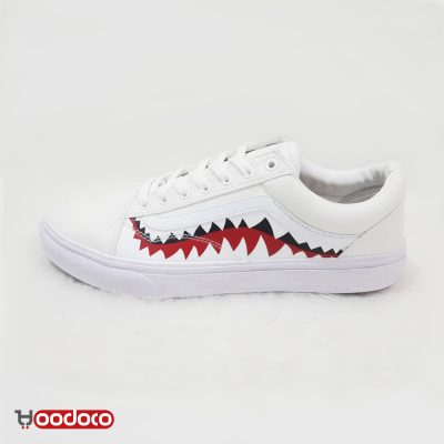 کفش ونس اولد اسکول کوسه سفید Vans Old Skool bape shark white