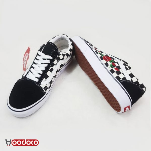 کفش ونس اولد اسکول شطرنجی گلدار Vans Old Skool checker flowers