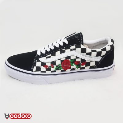 کفش ونس اولد اسکول شطرنجی گلدار Vans Old Skool checker flowers