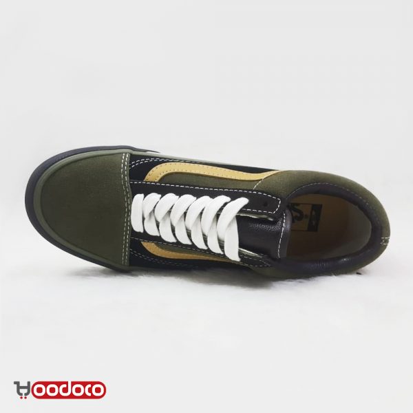 کفش ونس اولد اسکول سبز خط زرد Vans Old Skool green yellow