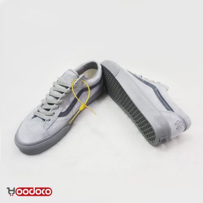 کفش ونس اولد اسکول خاکستری چرمی جیر Vans Old Skool grey leather