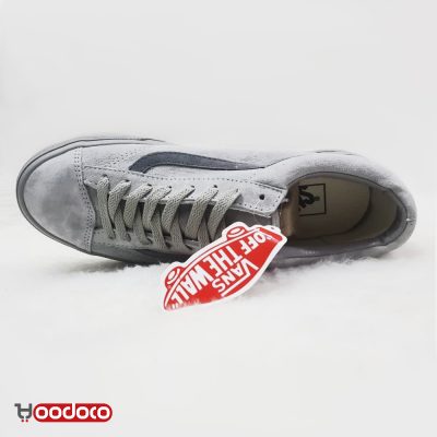 کفش ونس اولد اسکول خاکستری چرمی جیر Vans Old Skool grey leather