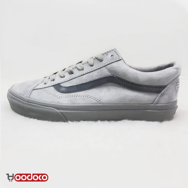 کفش ونس اولد اسکول خاکستری چرمی جیر Vans Old Skool grey leather