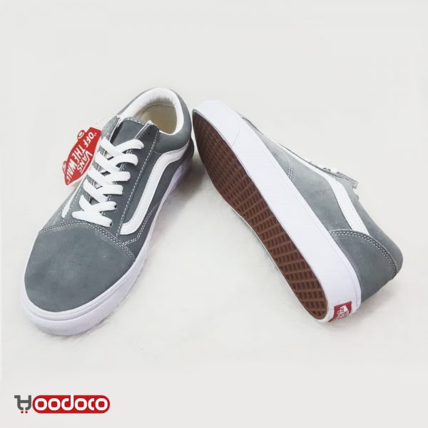 ونس اولد اسکول چرمی جیر طوسی Vans Old Skool leather grey