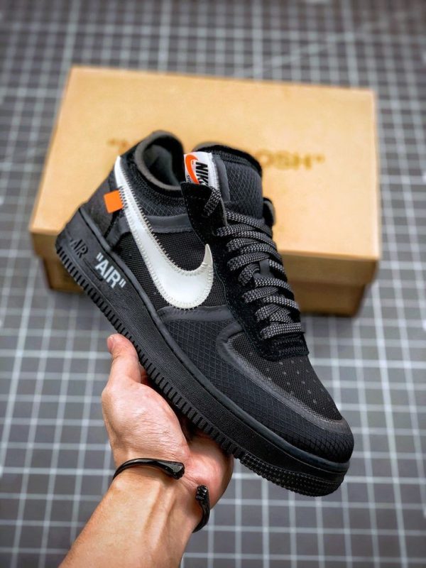 نایک ایر فورس بدون ساق آف وایت مشکی Nike air force off white black