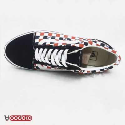 کفش ونس اولد اسکول شطرنجی مشکی نارنجی Vans Old Skool checker black orange