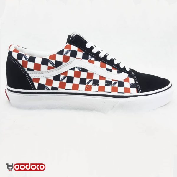 کفش ونس اولد اسکول شطرنجی مشکی نارنجی Vans Old Skool checker black orange