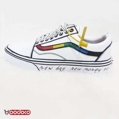 کفش ونس اولد اسکول سفید چرمی Vans Old Skool leather white