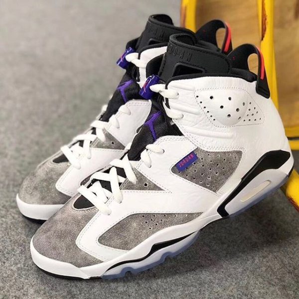 نایک ایر جردن ۶ سفید طوسی Nike air Jordan 6 white and flint grey