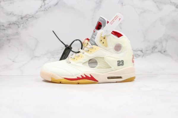 نایک ایر جردن ۵ آف وایت شیری Nike air Jordan 5 off white milky