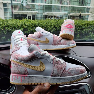 نایک جردن 1 صورتی پانچ بدون ساق Nike jordan 1 low paint drip artic punch