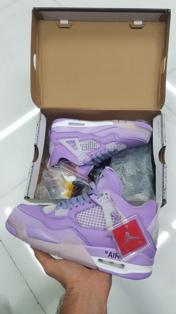 نایک ایر جردن ۴ آف وایت بنفش Nike jordan 4 off-white purple - Image 2