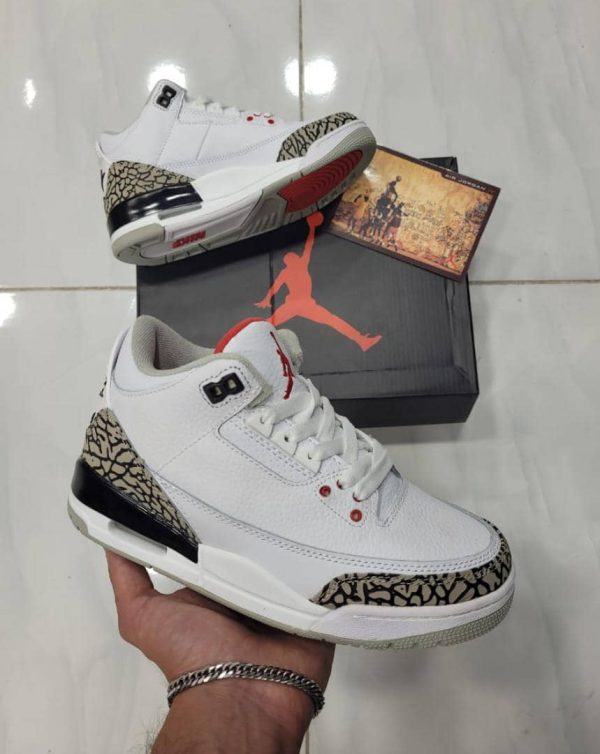 نایک ایر جردن ۳ سمنت سفید Nike jordan 3 cement white - Image 3