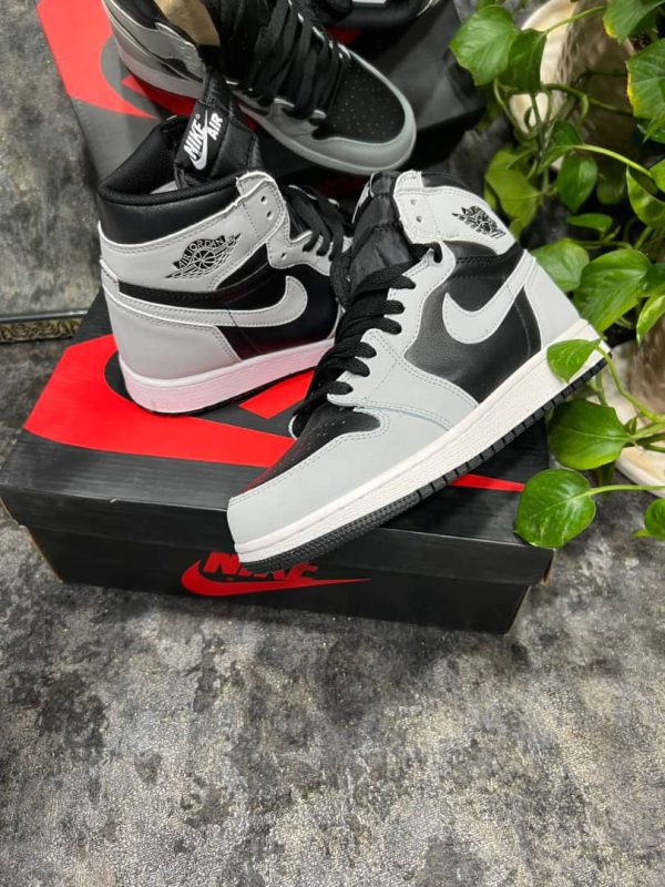 نایک ایر جردن ۱ ساقدار طوسی مشکی شادو Nike air Jordan 1 high grey and black shadow - Image 2