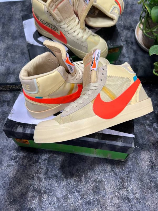 نایک بلیزر ساقدار آف وایت کرمی نارنجی Nike blazer off-white cream and orange - Image 4