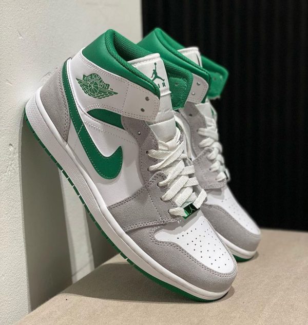 نایک ایر جردن ۱ ساقدار طوسی سبز Nike air Jordan 1 high gray and green