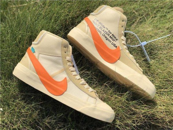 نایک بلیزر ساقدار آف وایت کرمی نارنجی Nike blazer off-white cream and orange