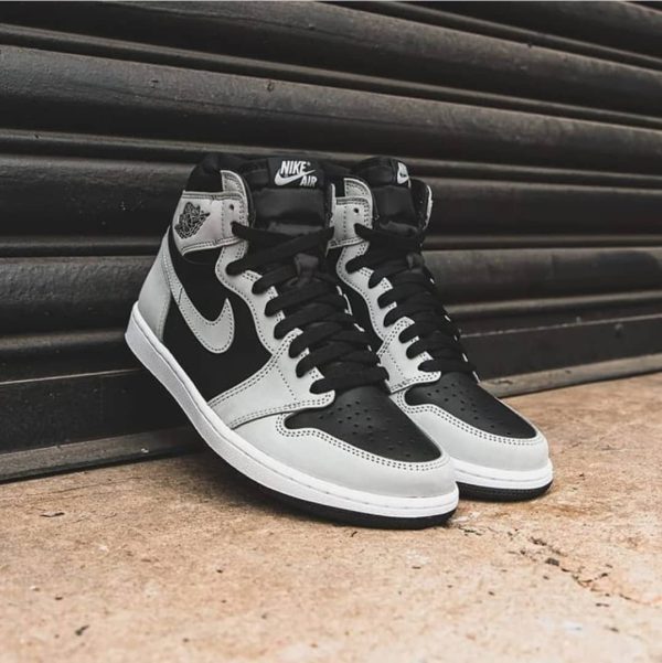 نایک ایر جردن ۱ ساقدار طوسی مشکی شادو Nike air Jordan 1 high grey and black shadow - Image 5