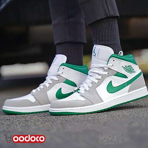 کتانی نایک ایر جردن ۱ طوسی سبز Nike air Jordan 1 high gray and green