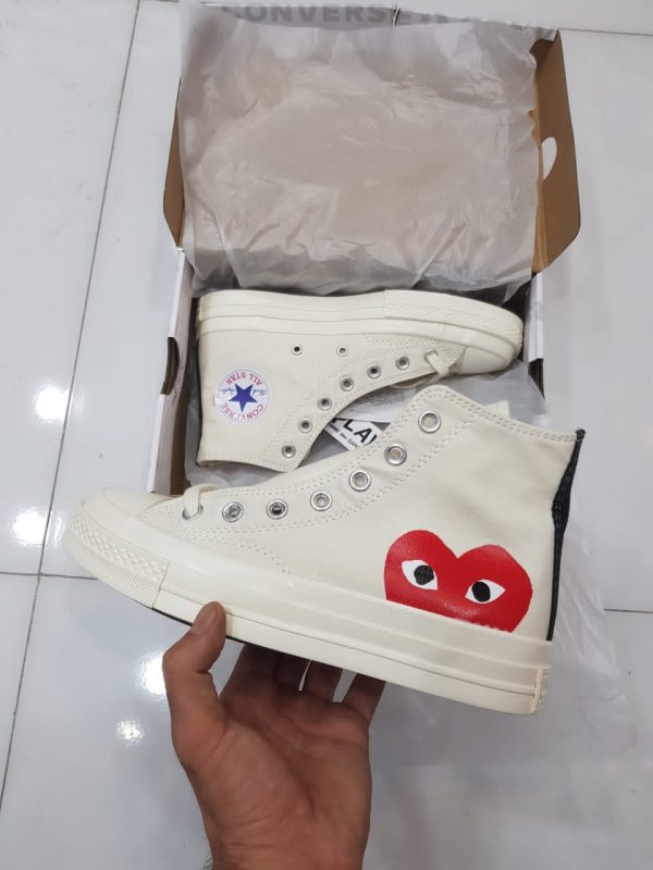 کانورس آل استار ساقدار پلی قلبی تمام سفید Converse all stars play white - Image 3