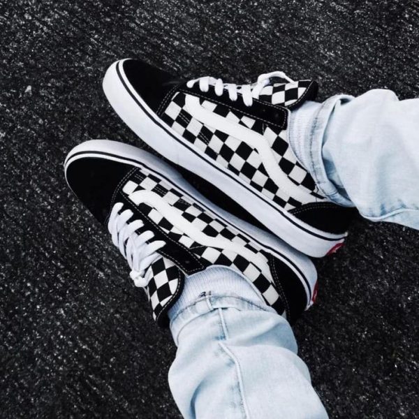 ونس اولد اسکول بدون ساق شطرنجی مشکی سفید Vans old skool chess black and white