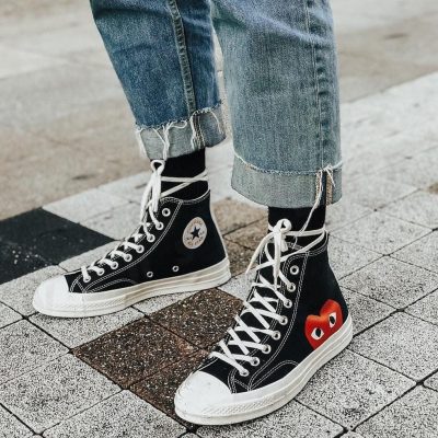 کتانی کانورس آل استار ساقدار پلی مشکی Converse all stars play black