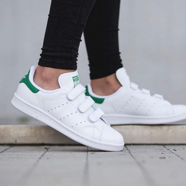 آدیداس استن اسمیت چسبی سفید سبز Adidas Stan Smith white green