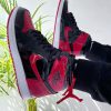 نایک ایر جردن ۱ مشکی قرمز ورنی Nike air jordan 1 black and red verni