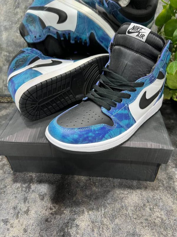 نایک ایر جردن ۱ ساقدار تای دای آبی نفتی Nike air Jordan 1 high tie dye blue - Image 4