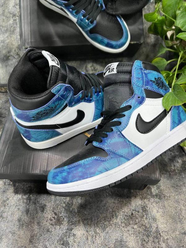 نایک ایر جردن ۱ ساقدار تای دای آبی نفتی Nike air Jordan 1 high tie dye blue - Image 3