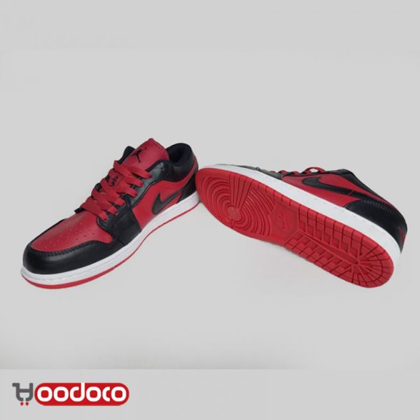 نایک ایر جردن ۱ بدون ساق مشکی قرمز Nike air Jordan 1 low black and Crimson - Image 2