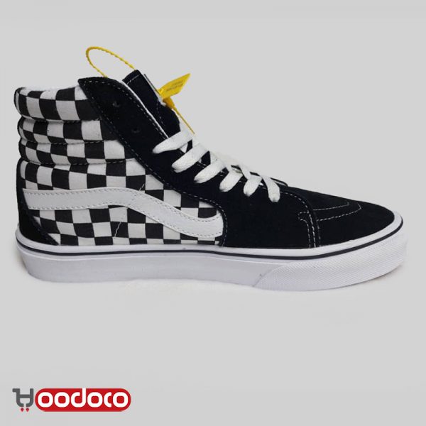 ونس اسکیت ساقدار شطرنجی مشکی سفید Vans sk8 hi slim chess black and white