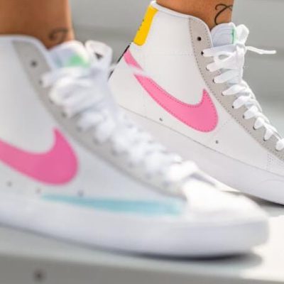 Nike blazer mid 77 white pink glow نایک بلازر نیم ساق 77 سفید صورتی