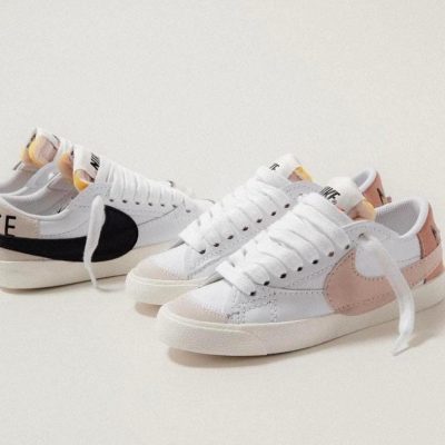 نایک بلازر بدون ساق جامبو سفید گلبهی Nike blazer low jambo white pink