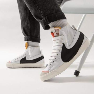 نایک بلازر ساقدار 77 جامبو سفید مشکی Nike blazer 77 mid jumbo white black