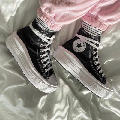 کانورس آل استار چاک تیلور موو پلتفورم مشکی سفیدConverse chuck taylor all star move white and black