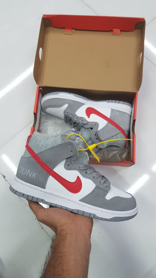 نایک دانک ساقدار طوسی قرمز Nike sb dunk high athletic club grey - Image 3