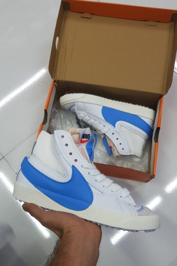 نایک بلیزر جامبو ساقدار سفید آبی Nike blazer mid jumbo white blue - Image 2