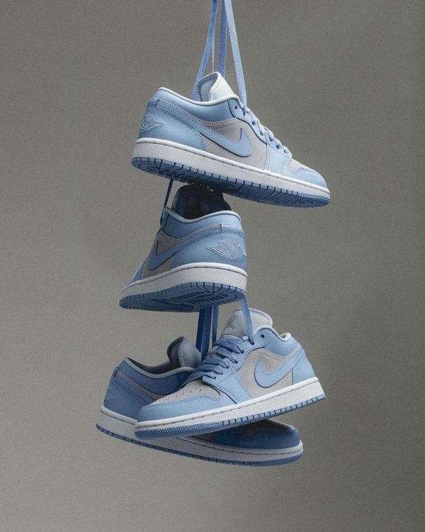 نایک ایر جردن ۱ بدون ساق یونیورسیتی طوسی آبی Nike air jordan 1 low university grey blue - Image 2